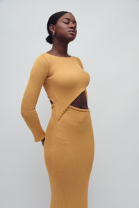 SUTTON DRESS AMBER GOLD
