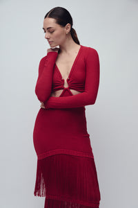 BOWERY DRESS SCARLET