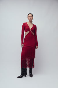BOWERY DRESS SCARLET