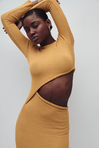 SUTTON DRESS AMBER GOLD