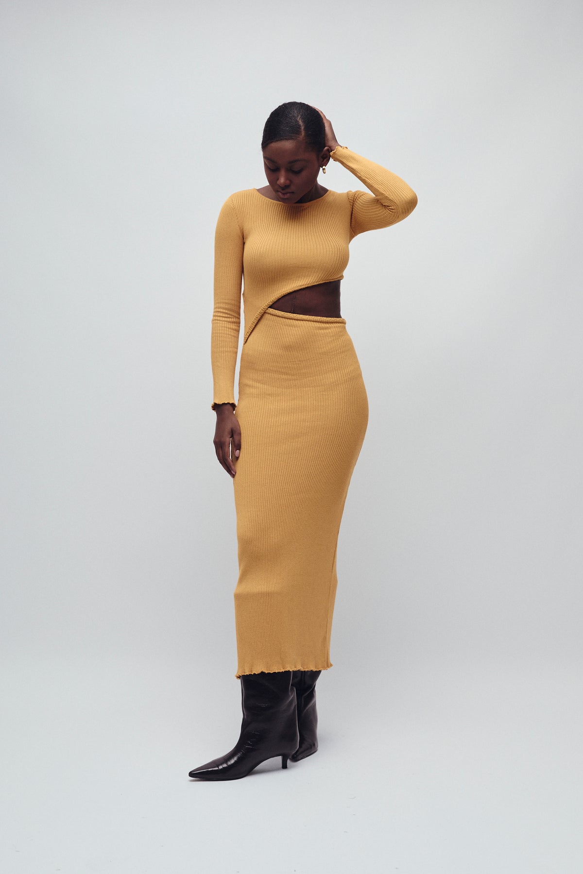 SUTTON DRESS AMBER GOLD
