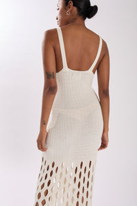 HALSTON DRESS ECRU