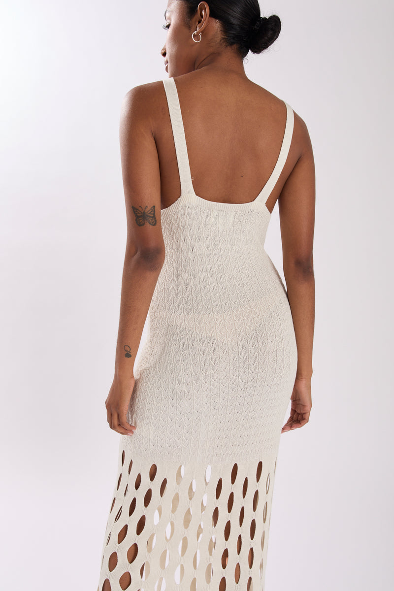 HALSTON DRESS ECRU