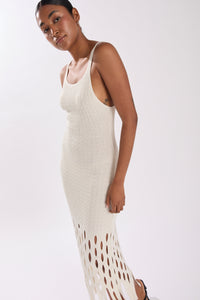 HALSTON DRESS ECRU