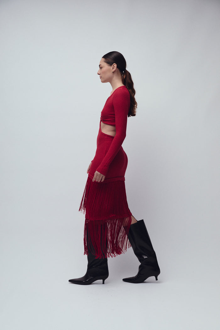 BOWERY DRESS SCARLET
