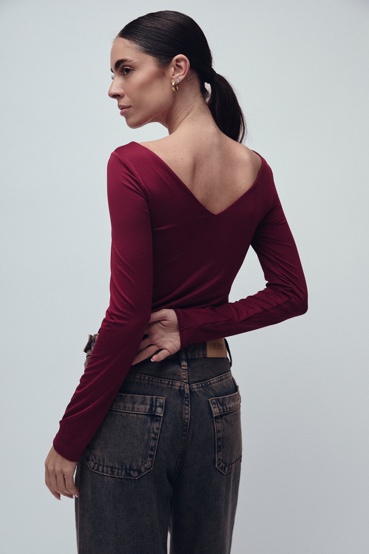 2 PACK DOUBLE NECK T-SHIRT BLACK/MERLOT