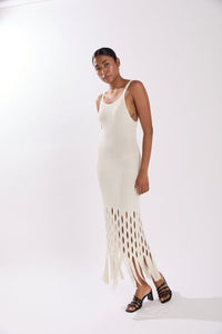 HALSTON DRESS ECRU