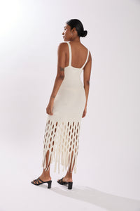 HALSTON DRESS ECRU