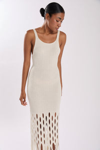HALSTON DRESS ECRU