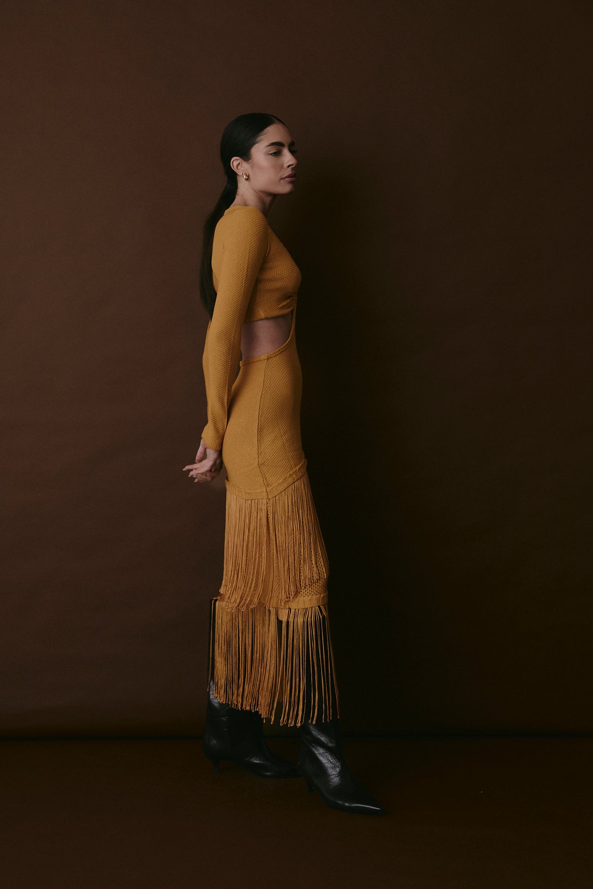 BOWERY DRESS AMBER GOLD