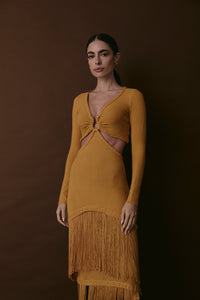 BOWERY DRESS AMBER GOLD