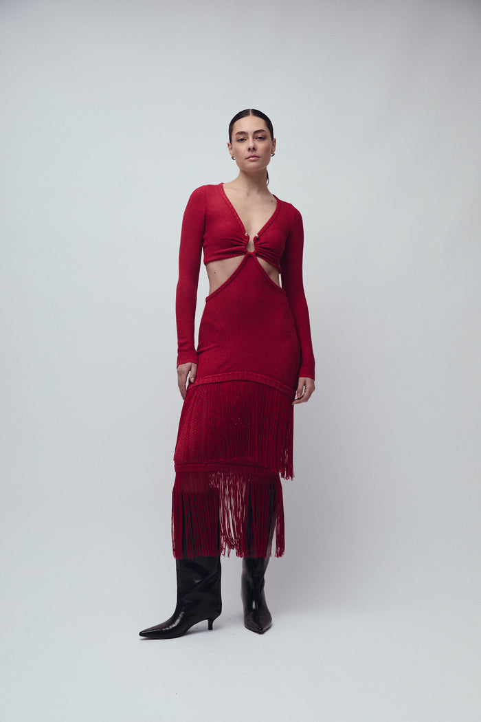BOWERY DRESS SCARLET