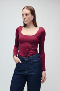 2 PACK LONG SLEEVE T-SHIRT BLACK/MERLOT