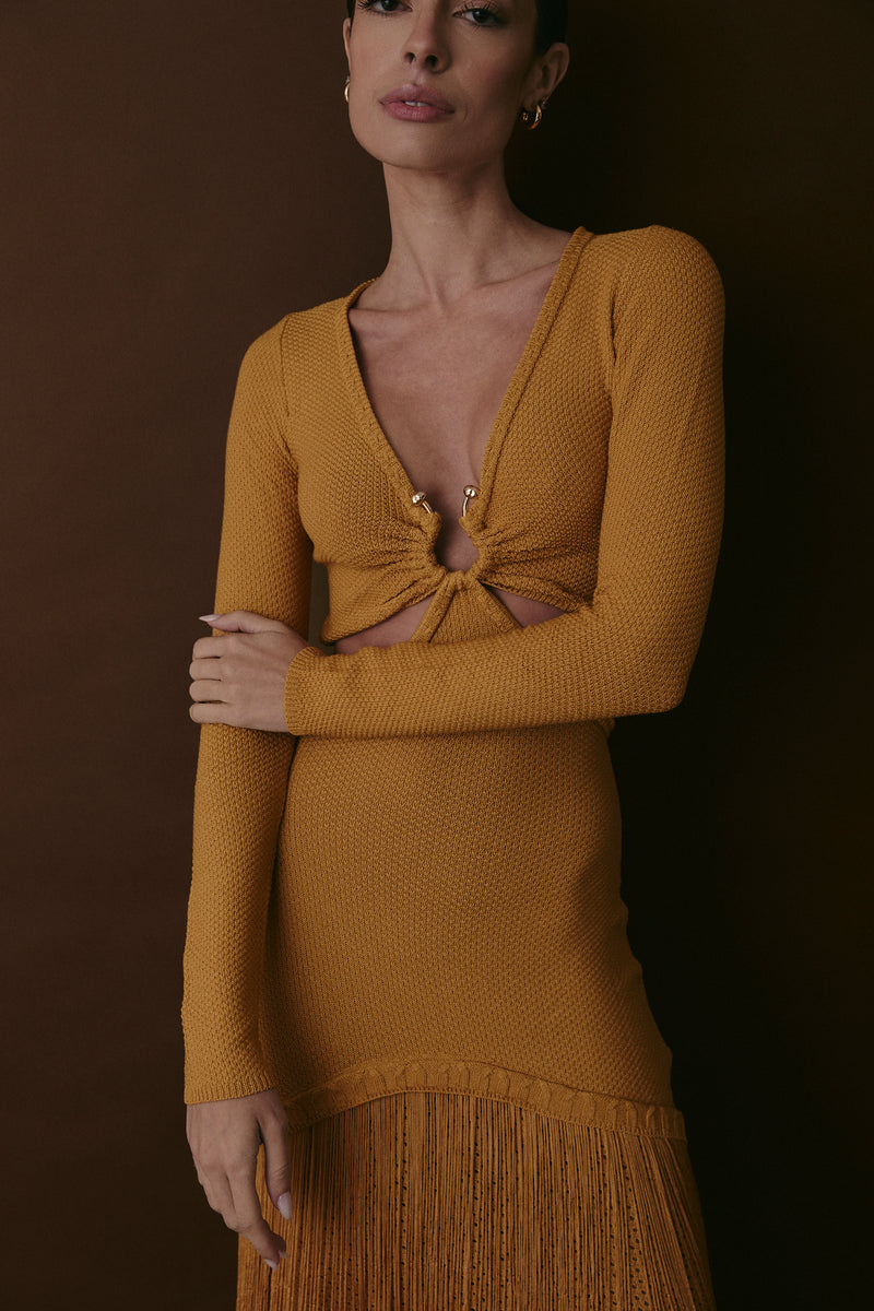 BOWERY DRESS AMBER GOLD