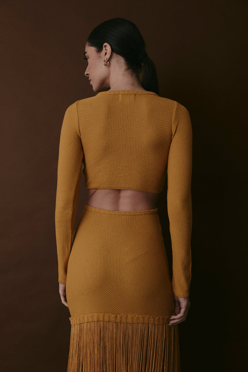 BOWERY DRESS AMBER GOLD