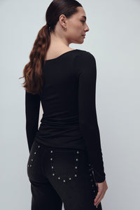 2 PACK DOUBLE NECK T-SHIRT BLACK/MERLOT
