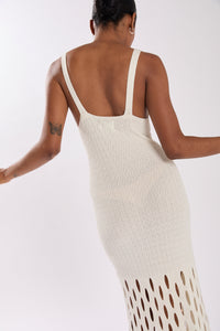HALSTON DRESS ECRU