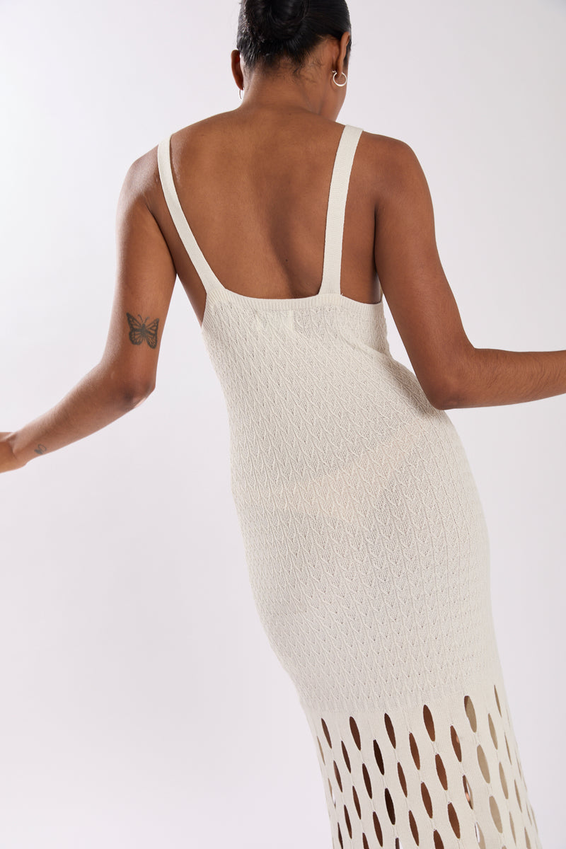 HALSTON DRESS ECRU