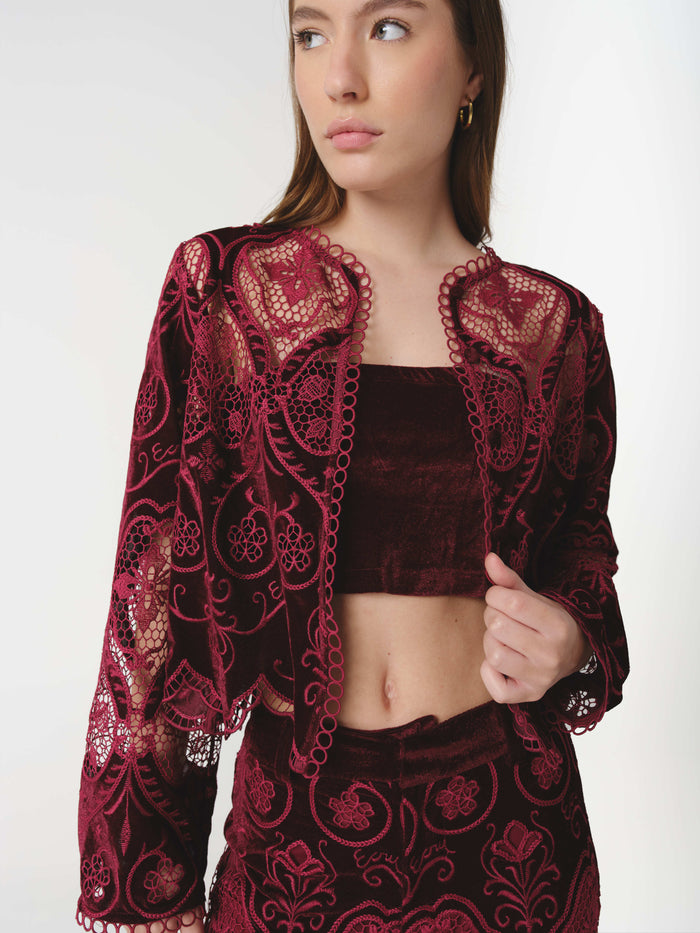 VELVET TOP BURGUNDY