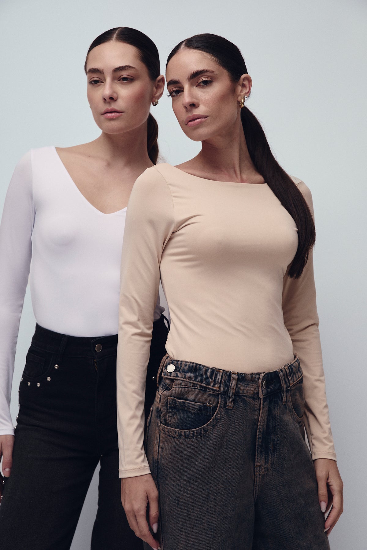 2 PACK DOUBLE NECK T-SHIRT IVORY/MACADAMIA